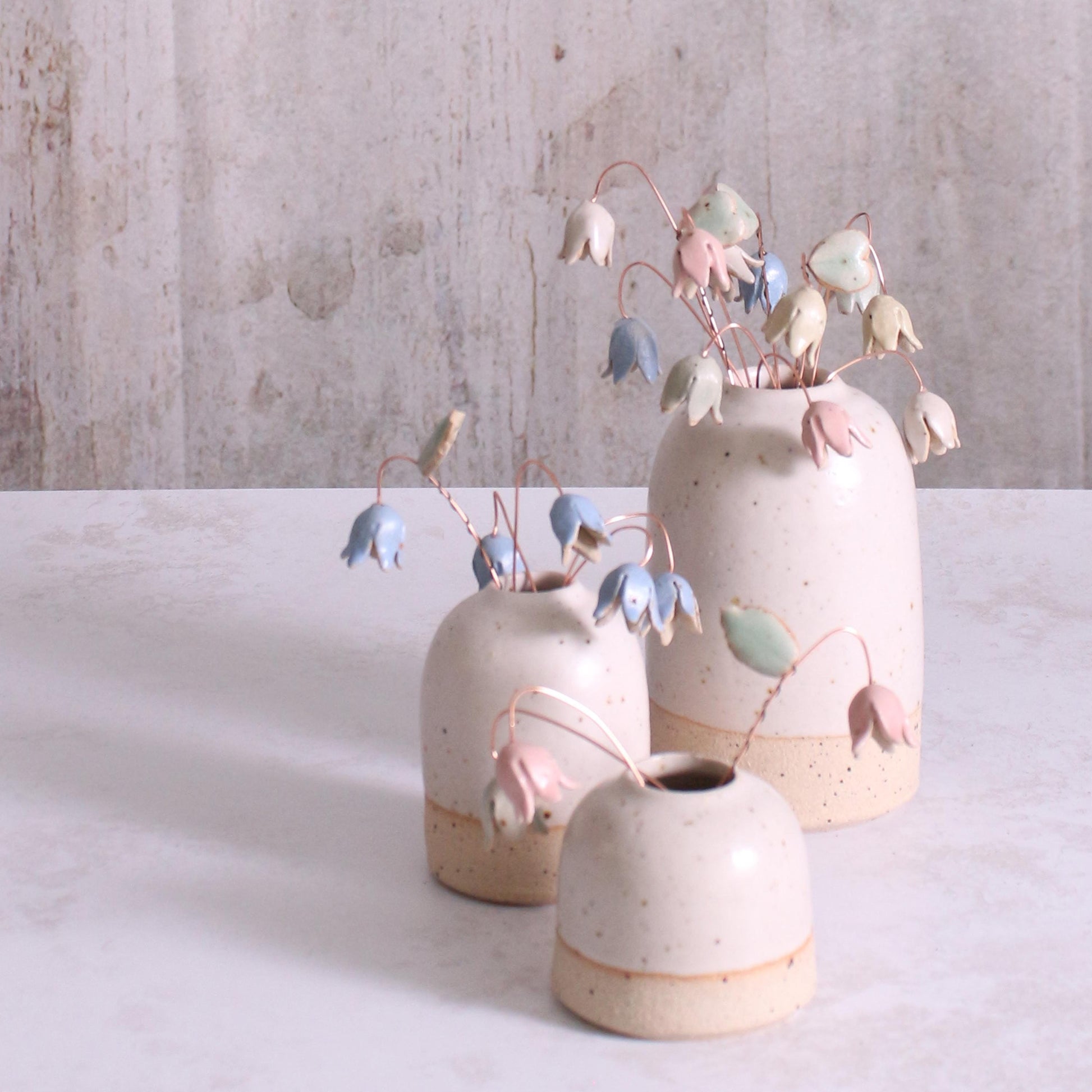Bluebell Ceramic Flower Bouquet, Option of Add-On Ceramic Vase