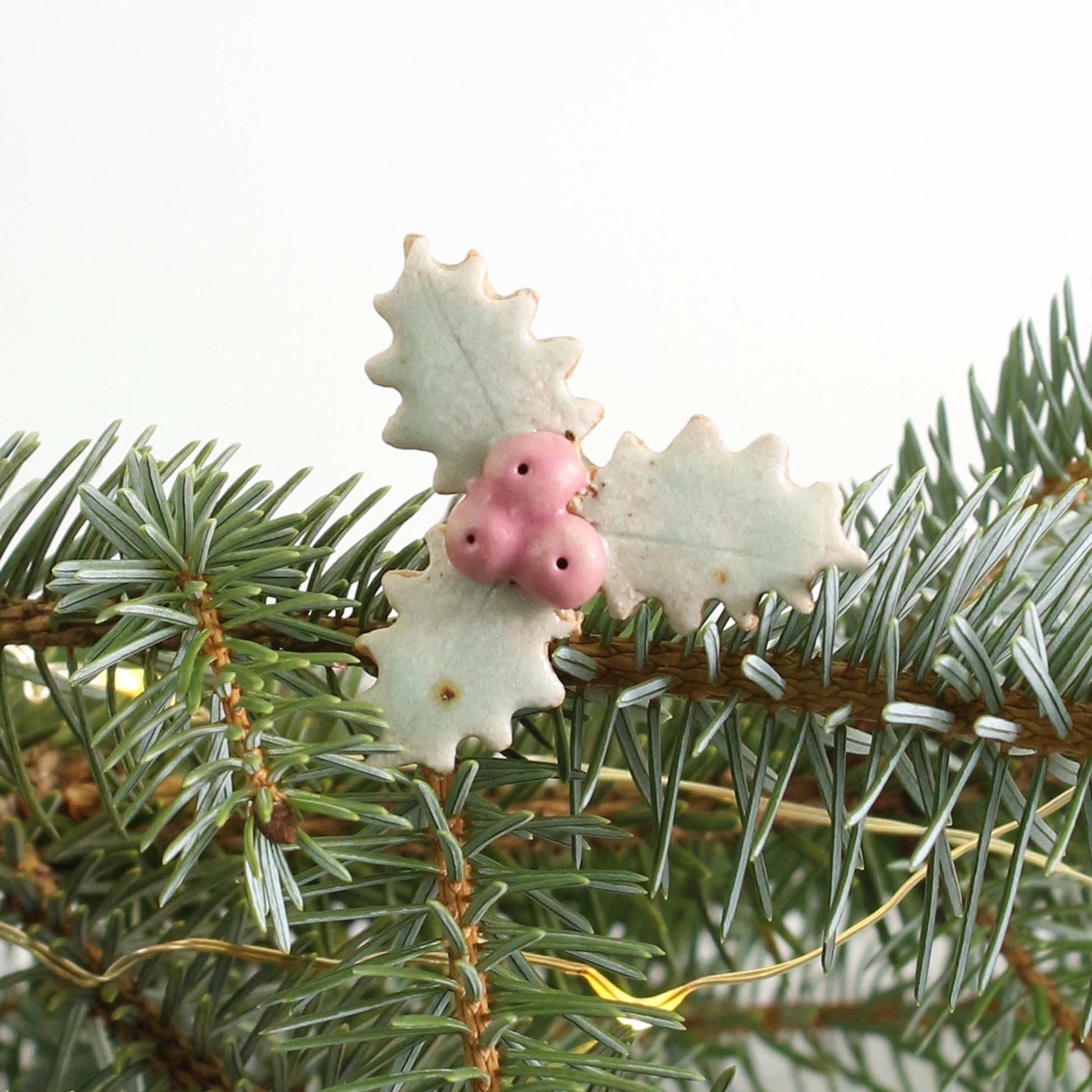Handmade Ceramic Holly Decoration - Christmas Napkin Ring & Table Ornament