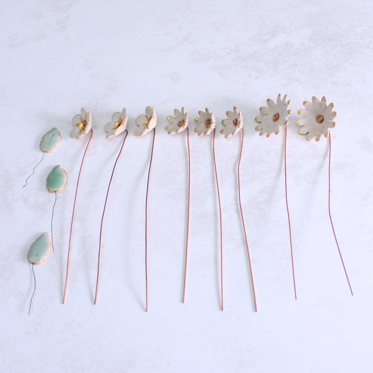 White and Gold Ceramic Flower Bouquet Large
