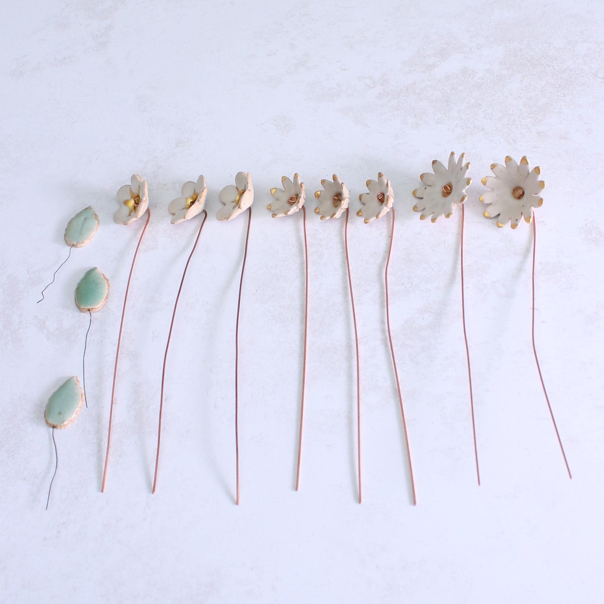 White and Gold Ceramic Flower Bouquet Large
