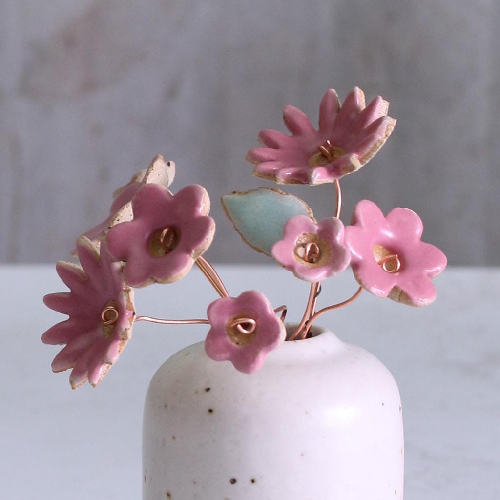 Limited Edition Fuchsia Ceramic Flower Stems
