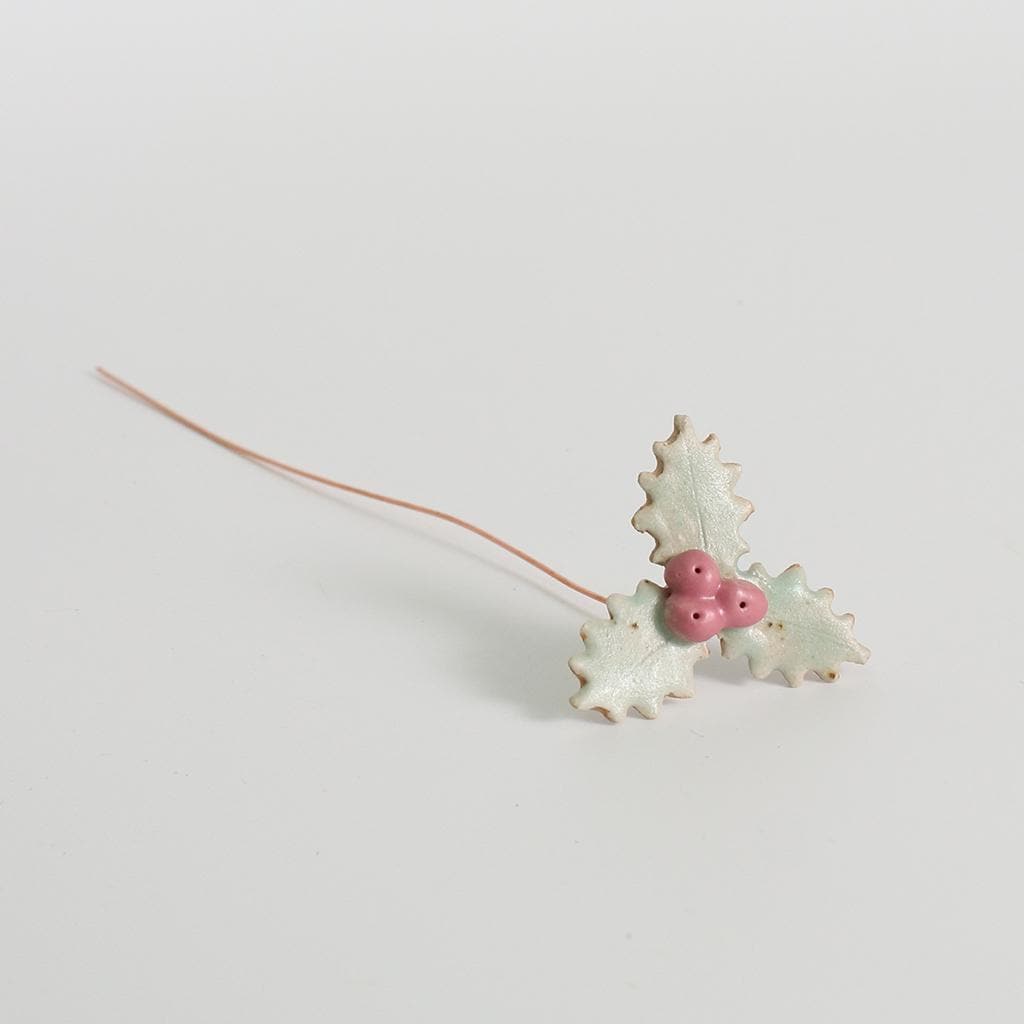 Handmade Ceramic Holly Decoration - Christmas Napkin Ring & Table Ornament