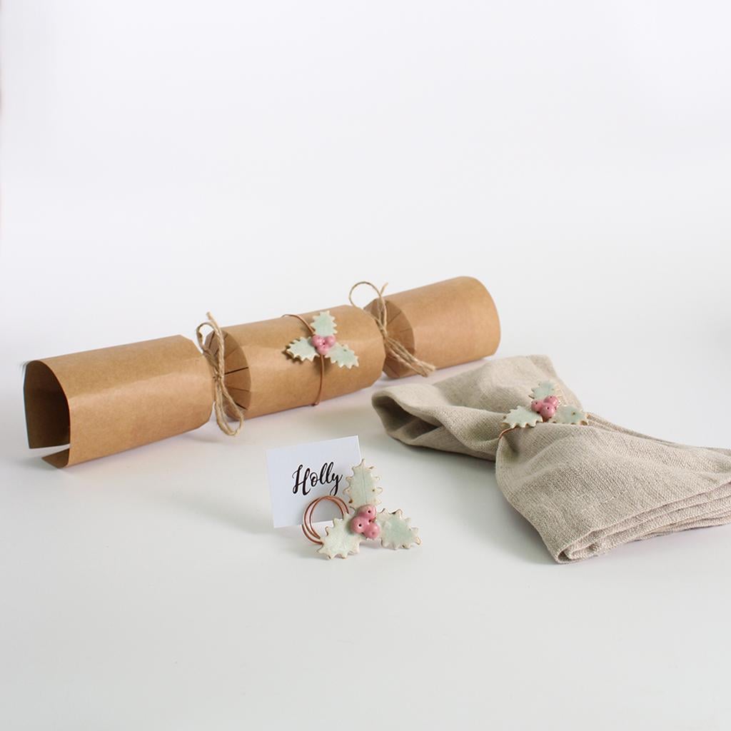 Handmade Ceramic Holly Decoration - Christmas Napkin Ring & Table Ornament