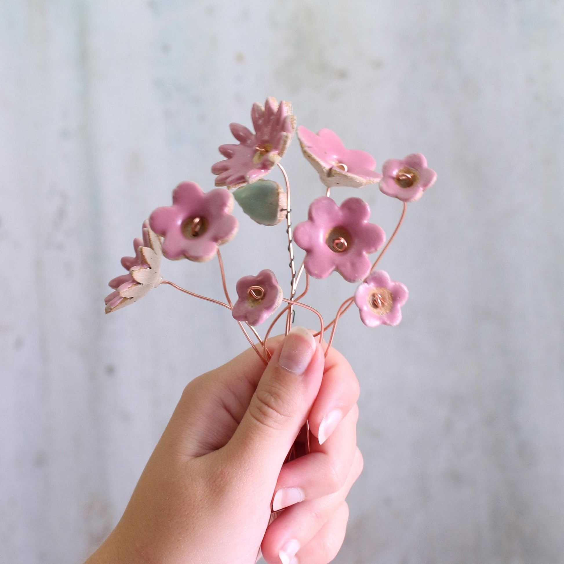 Limited Edition Fuchsia Ceramic Flower Stems